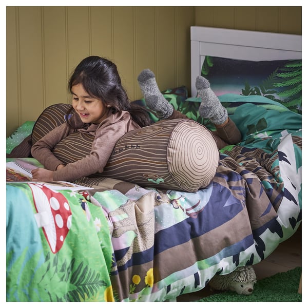 SKOGSDUVA cushion, cylinder shaped/brown, 80 cm