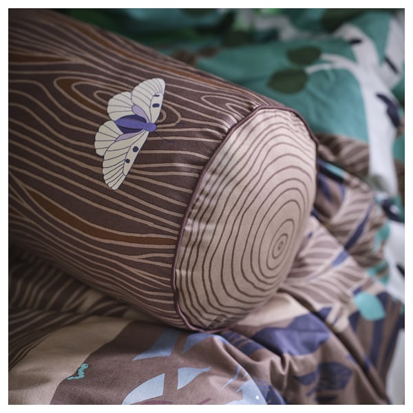 SKOGSDUVA cushion, cylinder shaped/brown, 80 cm