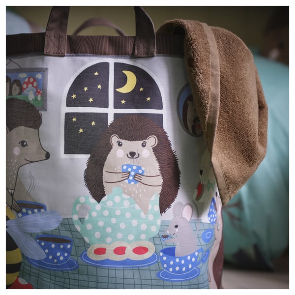 SKOGSDUVA storage bag, forest animal pattern/multicolour, 41 cm