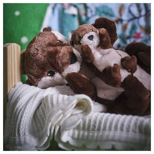 Ikea SKOGSDUVA - Soft toy, set of 2, otter with baby/brown beige, 45 cm
