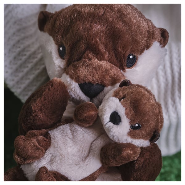 SKOGSDUVA soft toy, set of 2, otter with baby/brown beige, 45 cm