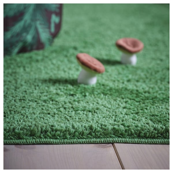 SKOGSDUVA rug, high pile, green, 133x160 cm