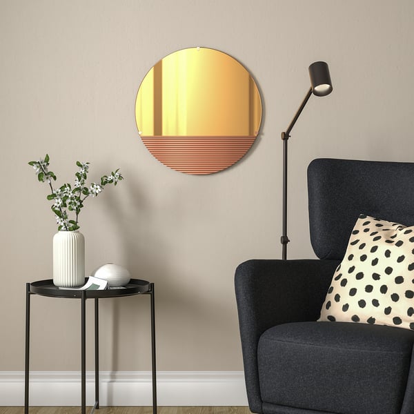 SKOGSGRÄNSEN decorative mirror, copper-colour, 50 cm