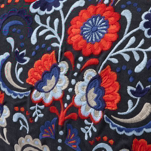 SKOGSKORN cushion, dark grey/multicolour, 40x65 cm