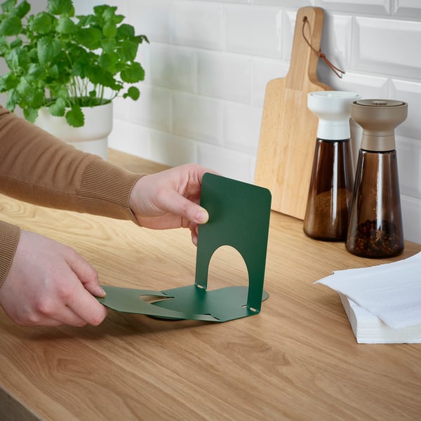 SKOGSRÖR napkin holder, dark green, 13x12 cm