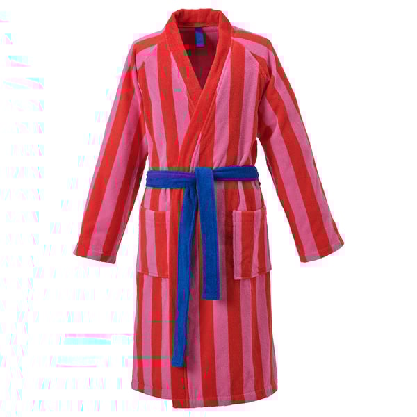 SKOGSSALLAT bath robe, red-pink/striped, S/M