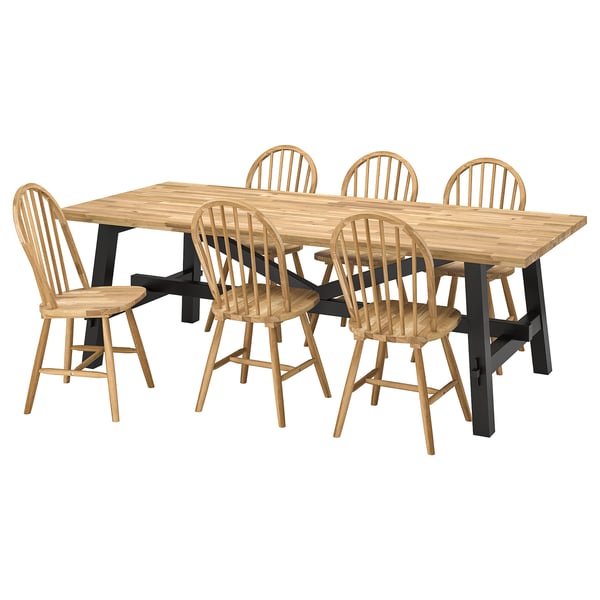 SKOGSTA / SKOGSTA table and 6 chairs, acacia/acacia, 235 cm