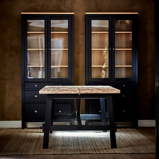 SKOGSTA table, acacia/black, 160x81x74 cm