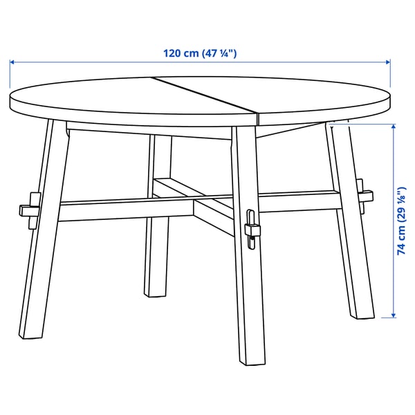 SKOGSTA dining table, acacia/black, 120 cm