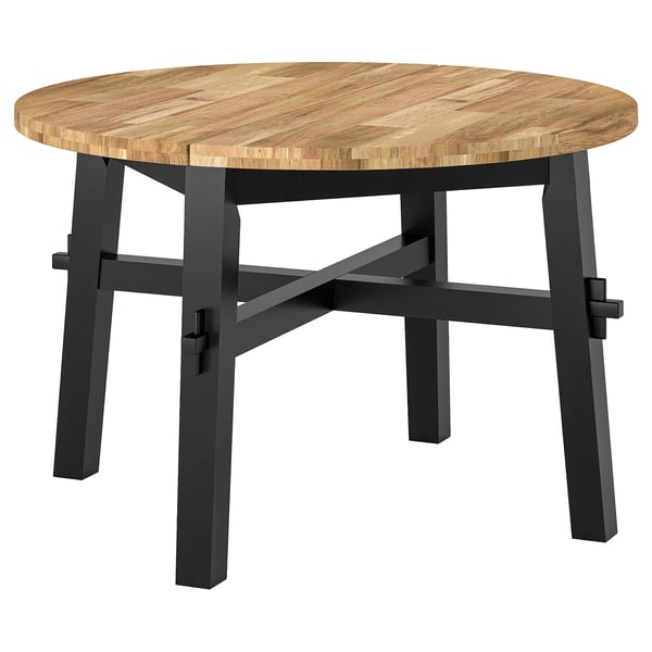 SKOGSTA dining table, acacia/black, 120 cm