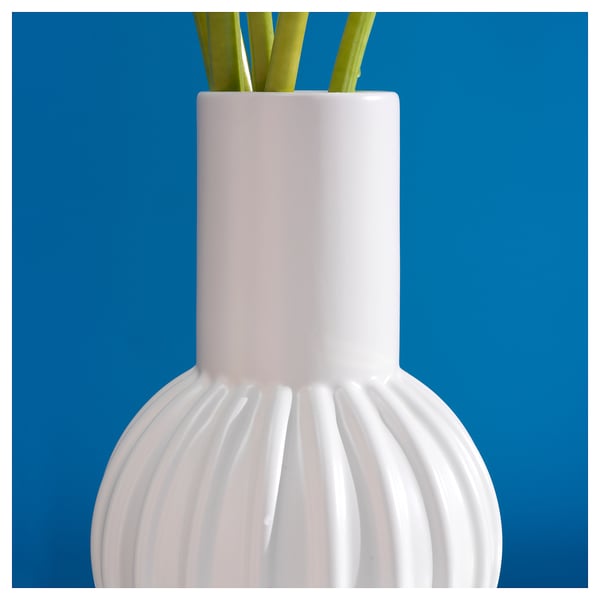 SKOGSTUNDRA vase, white, 27 cm