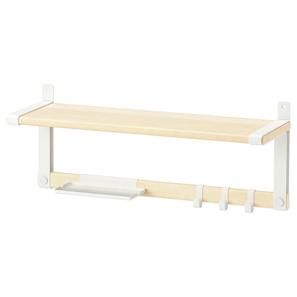 Ikea SKOMAKARE - Wall shelf, white/aspen, 65x26 cm