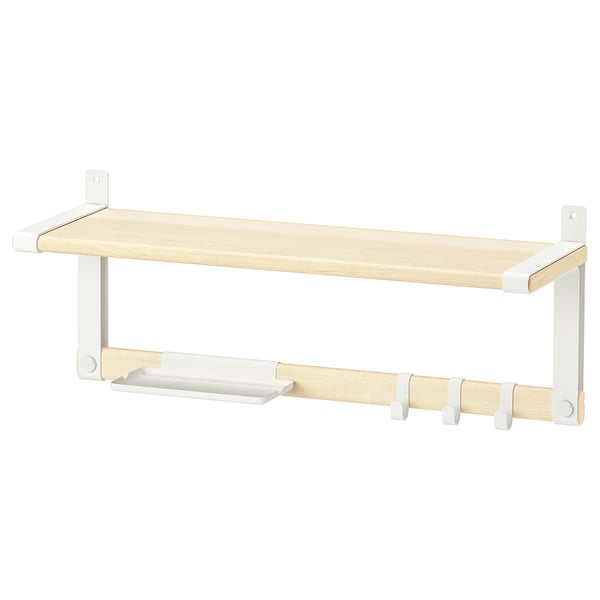 SKOMAKARE wall shelf, white/aspen, 65x26 cm