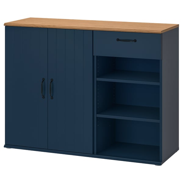 SKRUVBY sideboard, black-blue, 120x38x90 cm
