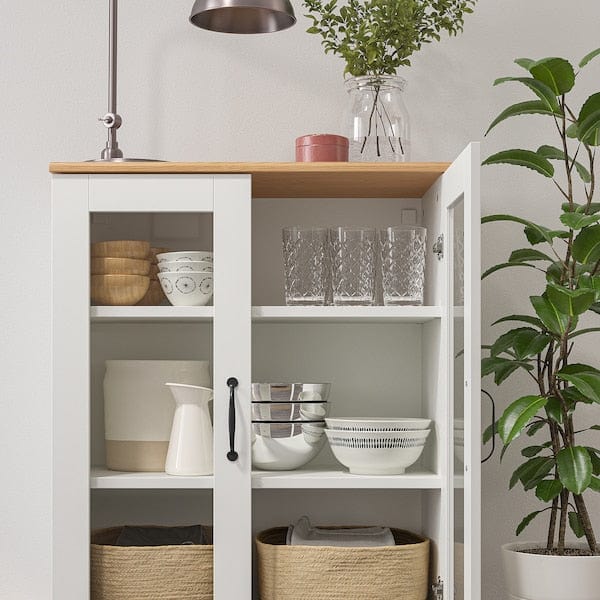 Ikea SKRUVBY - Cabinet with glass doors, white, 70x90 cm