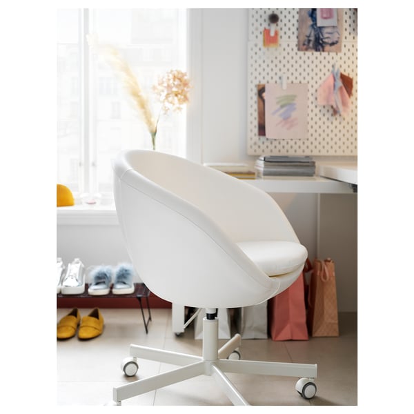 SKRUVSTA swivel chair, Ysane white, 48x79x69 cm