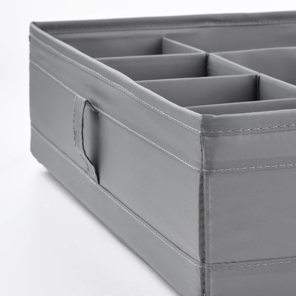 SKUBB box with compartments, dark grey, 44x34x11 cm