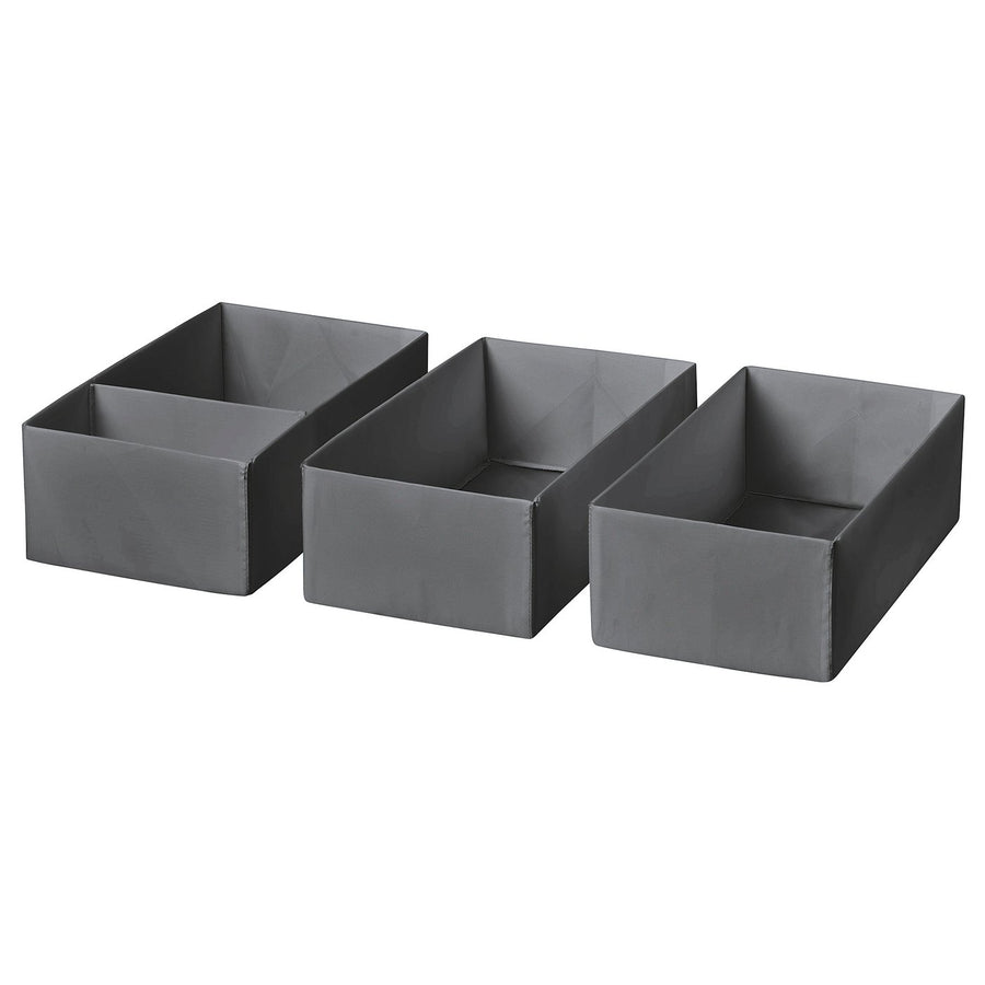 SKUBB box, set of 3, dark grey, 20x38x12 cm