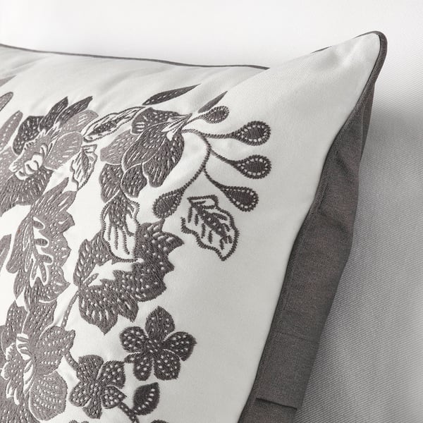 SKUGGNÄVA cushion, white/grey, 40x58 cm
