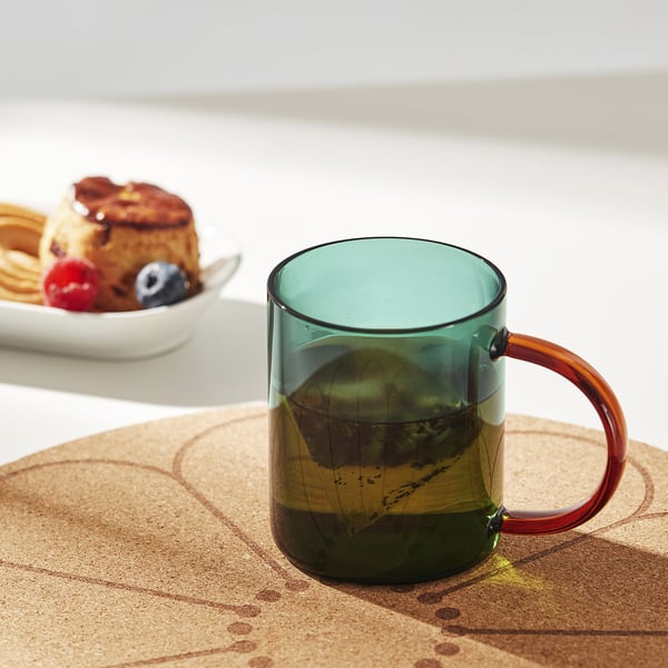 SKUGGSTUBB mug, mixed colours green/brown, 41 cl