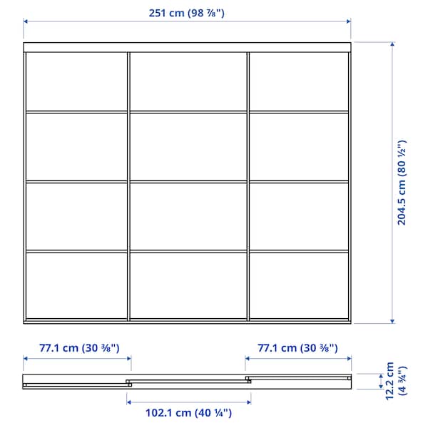 Ikea SKYTTA / AULI - Sliding door combination, aluminium/mirror glass, 251x205 cm