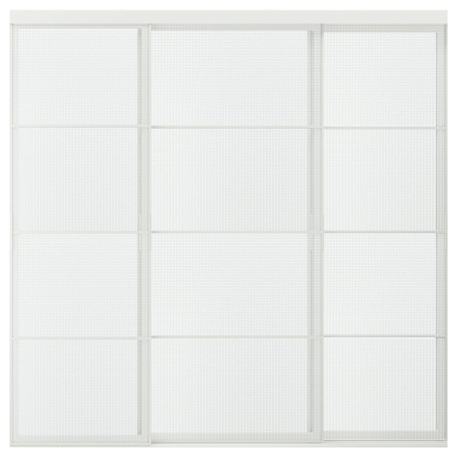 SKYTTA / LUNDBRÄSMA sliding door combination, white/checkered glass, 251x240 cm