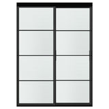 SKYTTA / LUNDBRÄSMA sliding door combination, black/checkered glass, 152x205 cm