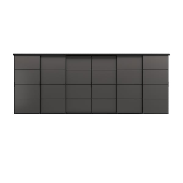 SKYTTA / MEHAMN sliding door combination, black/double sided dark grey, 603x240 cm