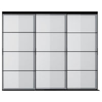 SKYTTA / SVARTISDAL sliding door combination, black/white paper effect, 301x240 cm