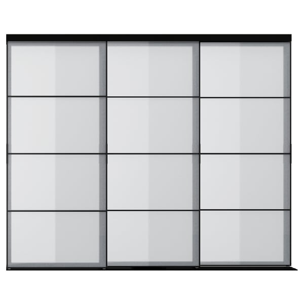 SKYTTA / SVARTISDAL sliding door combination, black/white paper effect, 301x240 cm