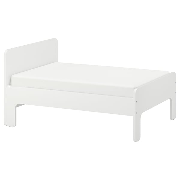 SLÄKT ext bed frame with slatted bed base, white, 80x200 cm