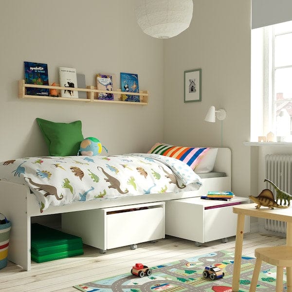 Ikea SLÄKT - Bed frame with slatted bed base, white, 90x200 cm