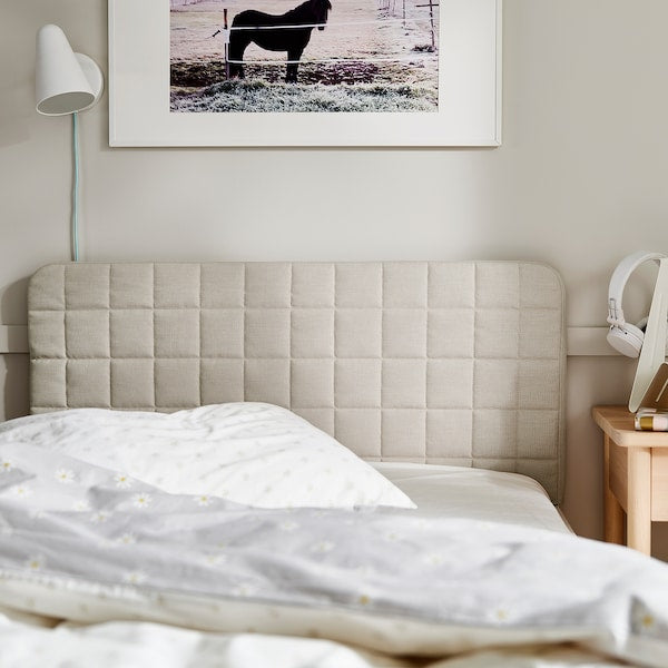 SLÄKT headboard with cover, Vissle beige, 90x95 cm