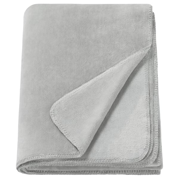 SLÅNGRÅMAL throw, light grey, 150x200 cm