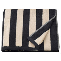 SLÅNHÖSTMAL bath towel, black/light beige striped, 70x140 cm