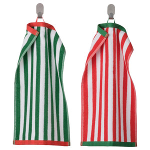 SLÅNHÖSTMAL guest towel, green/white/red, 50x30 cm, 2 pack