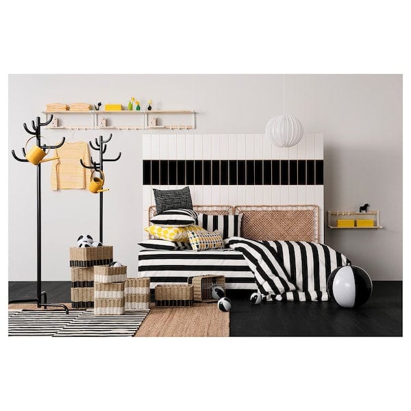 Ikea SLÅNHÖSTMAL - Duvet cover and 2 pillowcases, black/white/striped, 240x220/50x80 cm