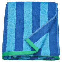 SLÅNHÖSTMAL bath sheet, bright blue/light blue striped, 100x150 cm