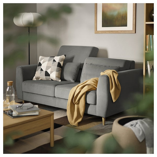 SLATORP 2-seat sofa, Hakebo dark grey, 176x60x95 cm