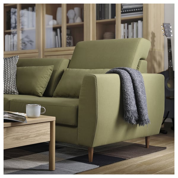 SLATORP 2-seat sofa, Vissle yellow-green, 176x60x95 cm