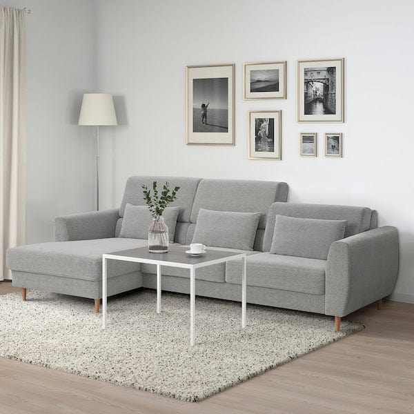 Ikea SLATORP 3-seater sofa - with chaise-longue, right/Black/White Tallmyra