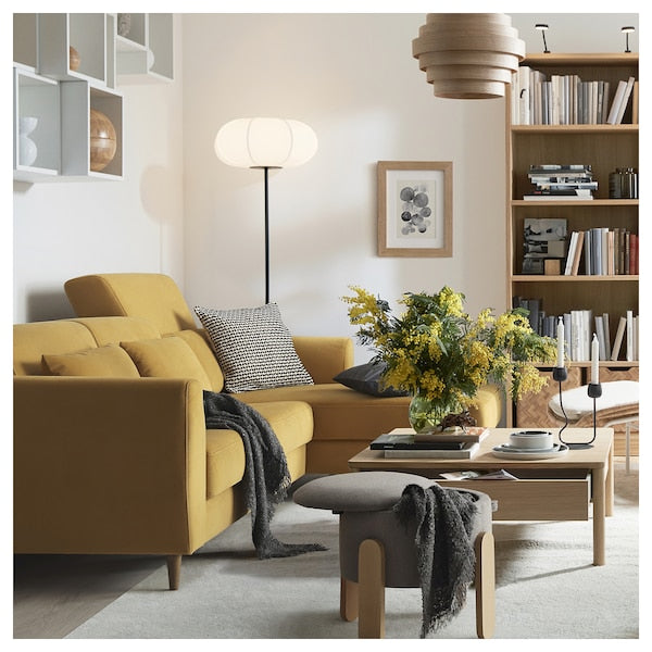 SLATORP 3-seat sofa with chaise longue, Hakebo yellow-brown, 256x75x95 cm