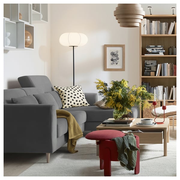 SLATORP 3-seat sofa with chaise longue, Hakebo dark grey, 256x75x95 cm
