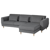 SLATORP 3-seat sofa with chaise longue, Hakebo dark grey, 256x75x95 cm