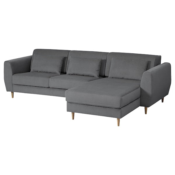 SLATORP 3-seat sofa with chaise longue, Hakebo dark grey, 256x75x95 cm