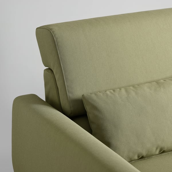 SLATORP 3-seat sofa with chaise longue, Vissle yellow-green, 256x75x95 cm