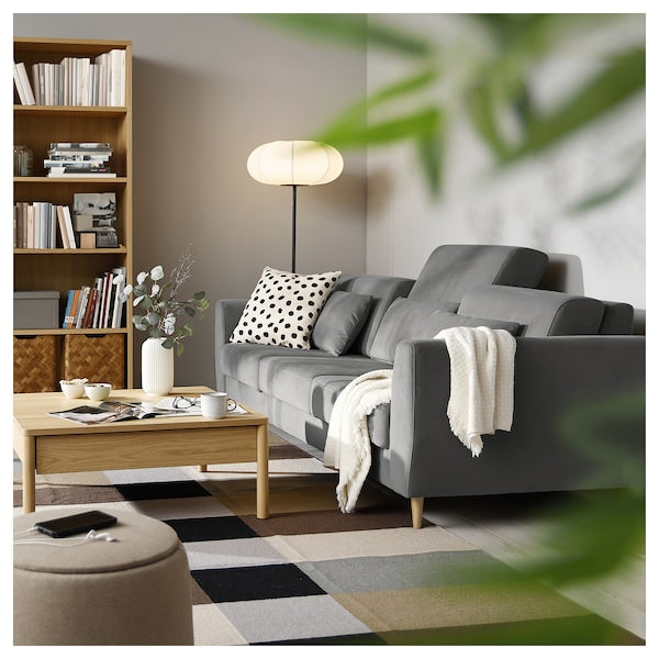 SLATORP 3-seat sofa, Hakebo dark grey, 246x60x95 cm