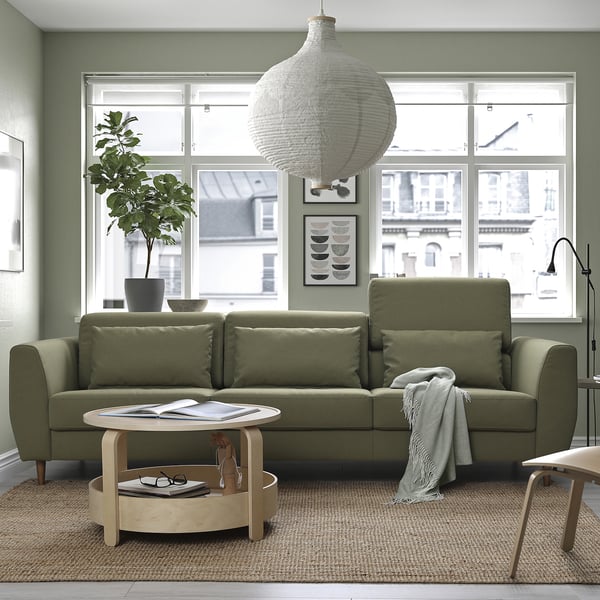 SLATORP 3-seat sofa, Vissle yellow-green, 246x60x95 cm