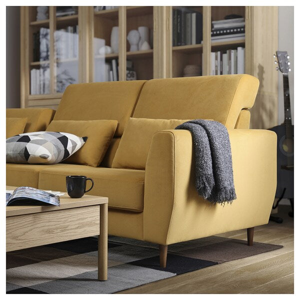 SLATORP 4-seat sofa with chaise longue, Hakebo yellow-brown, 326x75x95 cm