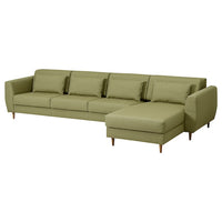 SLATORP 4-seat sofa with chaise longue, Vissle yellow-green, 326x75x95 cm